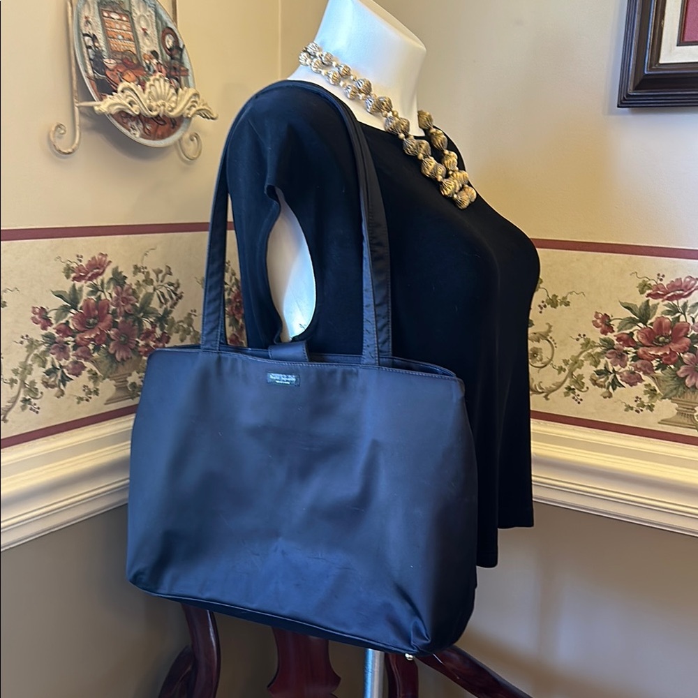 Large Kate Spade New York black nylon tote, diaper bag with slight wear